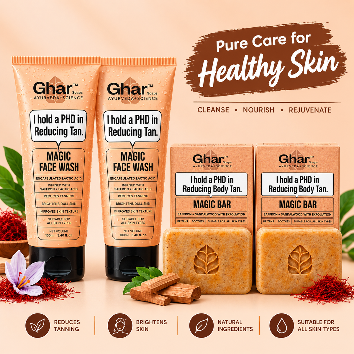 Ghar Magic Face Wash &amp; Soap Combo – 2 Face Wash + 2 Soaps